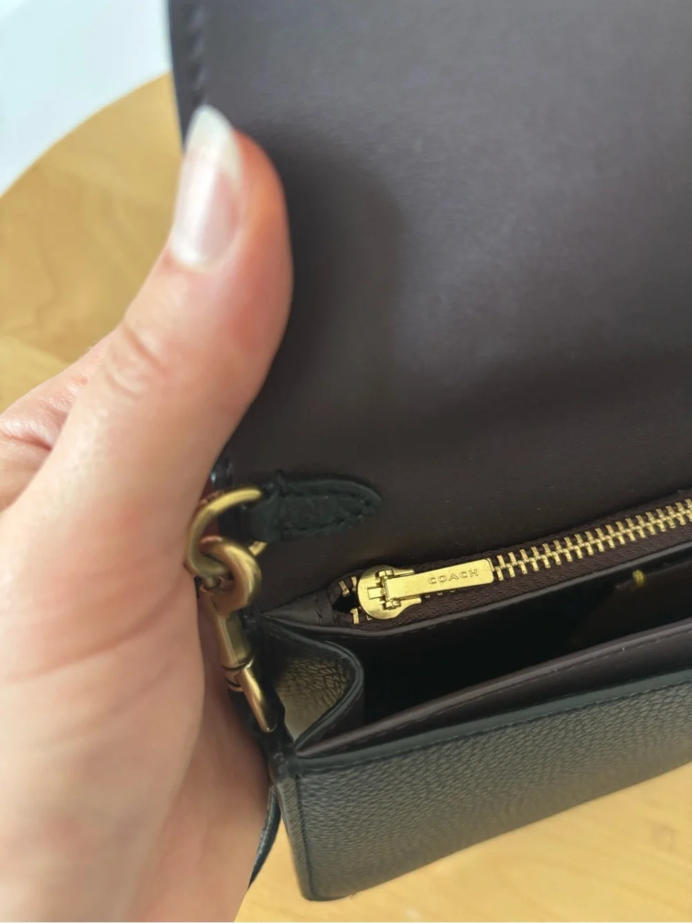 Coach compact pebbled